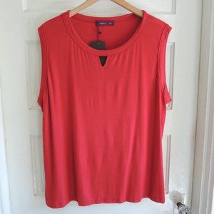 Doublju Red Flowy Rayon Cut Out Detail Tank 3X NWT
